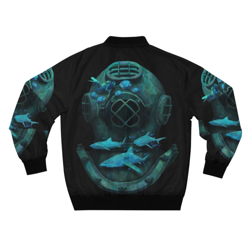 Deep Diving Fantasy Bomber Jacket with ocean, marine, and fantasy elements - Back