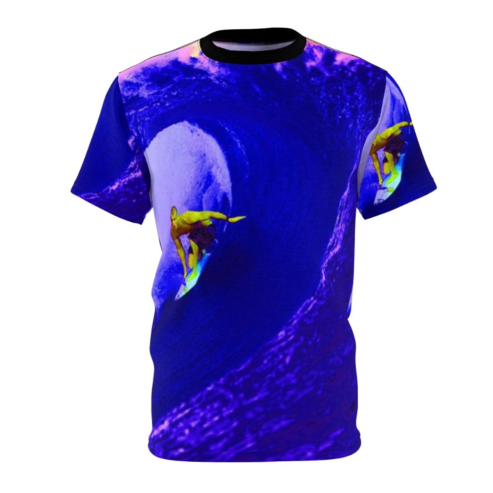 Surfer graphic t-shirt with abstract, vintage-inspired design