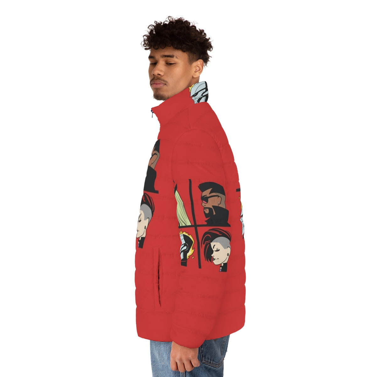 Midnight Suns Avengers Gorillaz Video Game Puffer Jacket - men side left