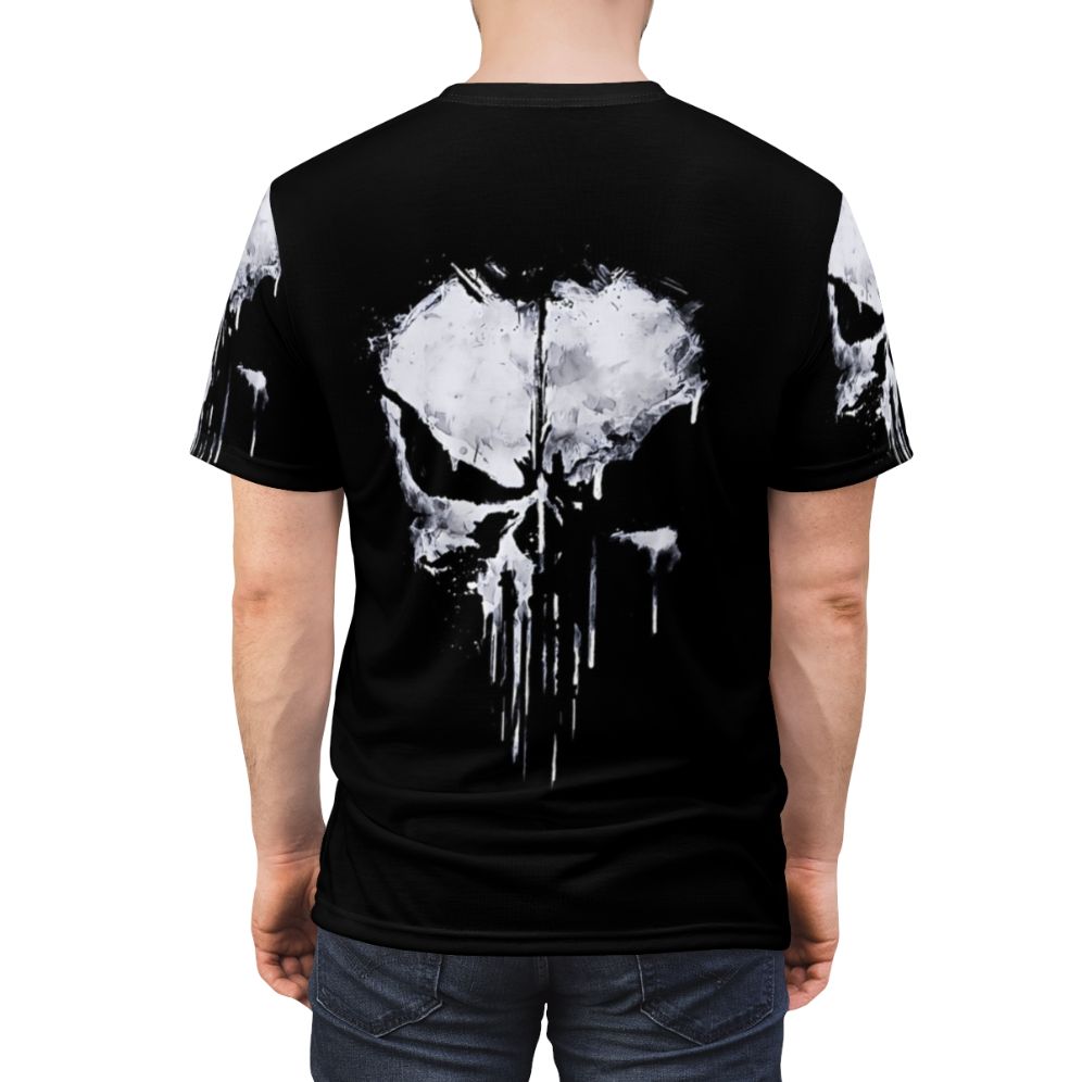 Striking skull design printed on a high-quality t-shirt - men back