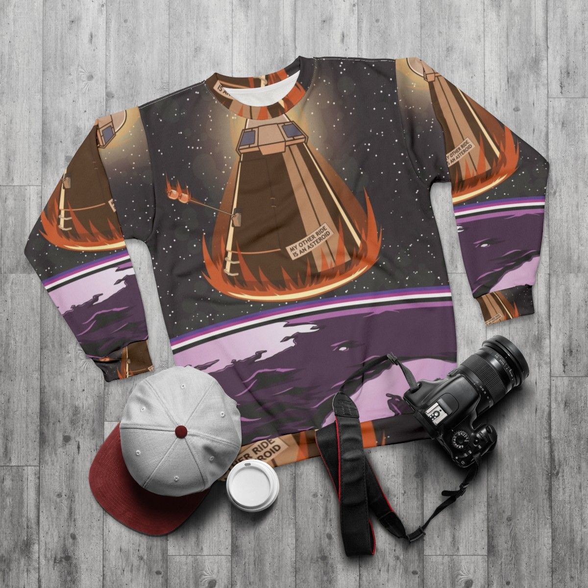 Kamping Wide Sweatshirt - Kerbal Space Program Fan Apparel - flat lay