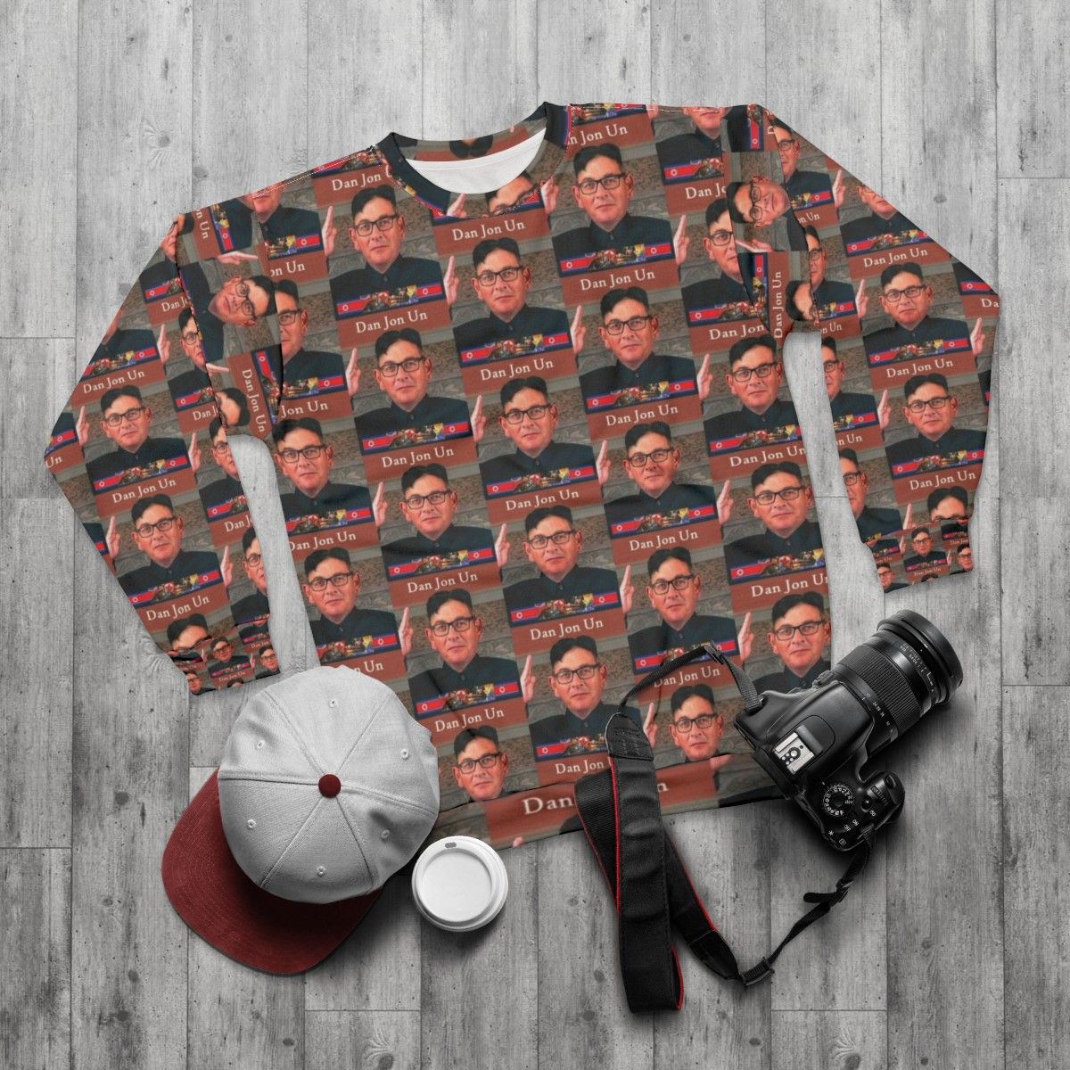 "Dan The Dictator" North Korea-Inspired Novelty Sweatshirt - flat lay