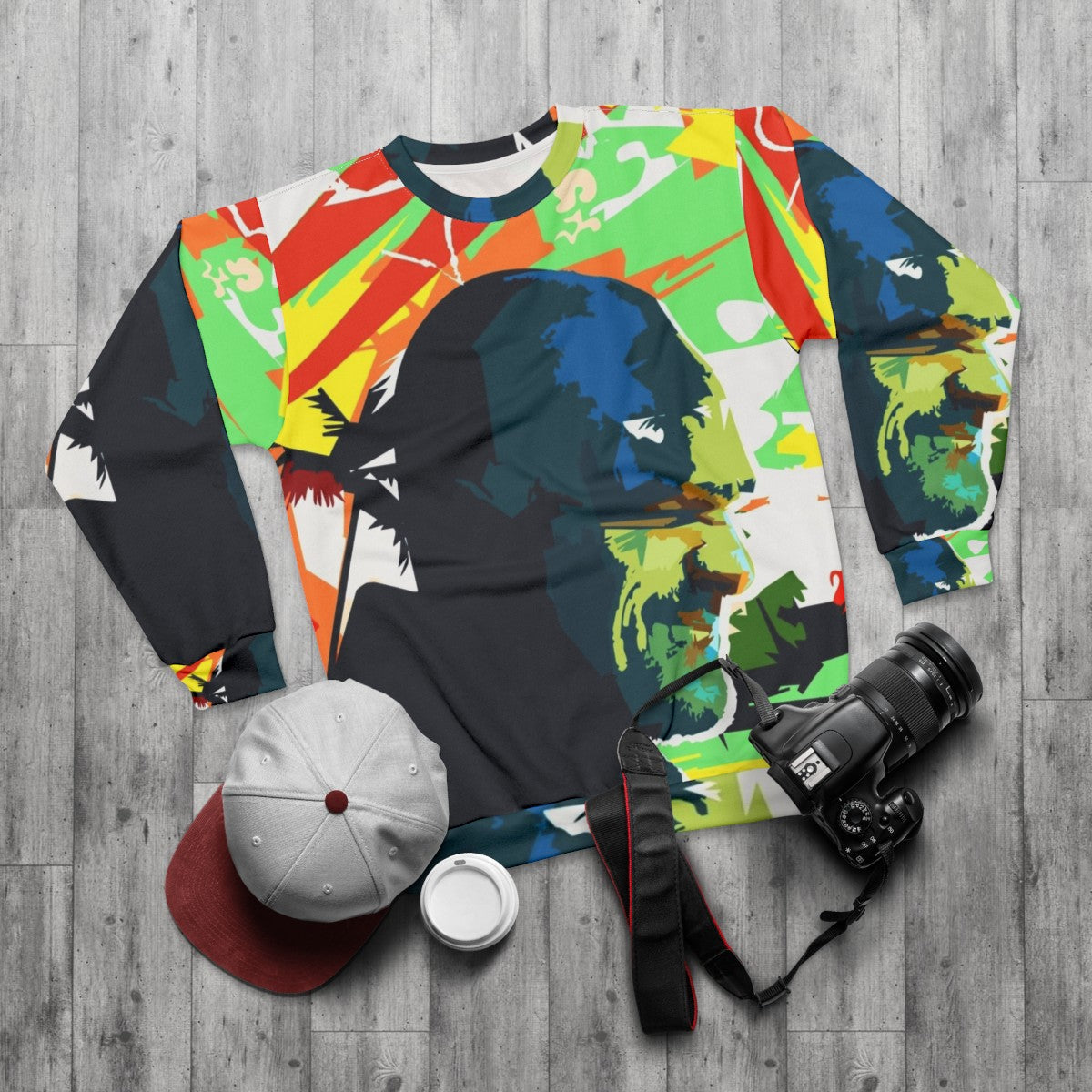 Stranger Things Hopper and Eleven Pop Art Graphic Sweatshirt - flat lay