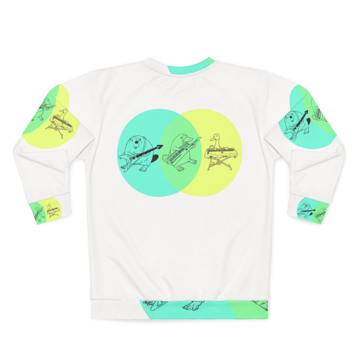 Quirky Keytar Platypus Venn Diagram Sweatshirt - Back