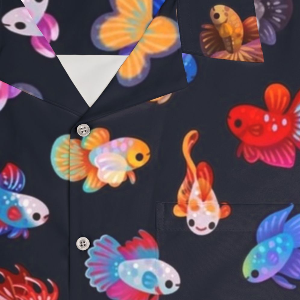 Betta fish Hawaiian shirt with tropical underwater design - Detail