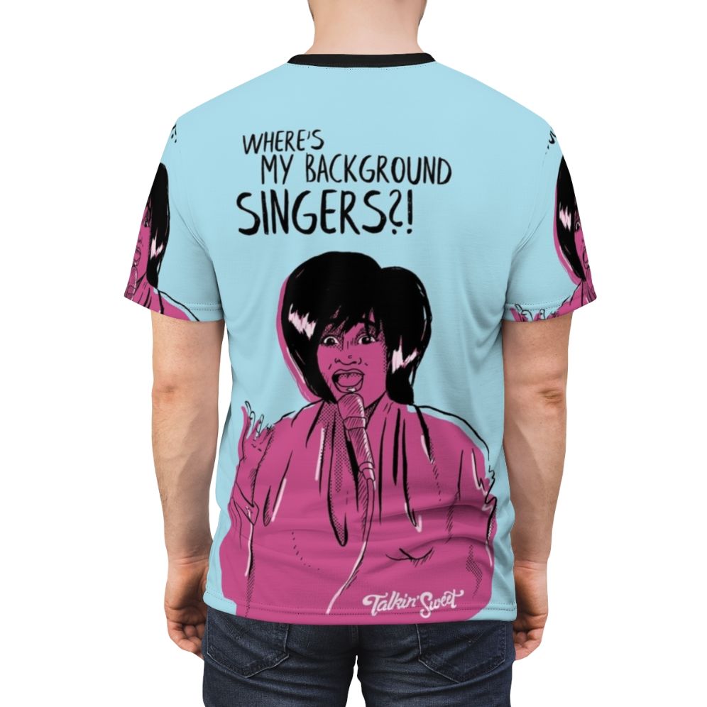 Patti Labelle inspired music pop art Christmas t-shirt with hot pink design - men back