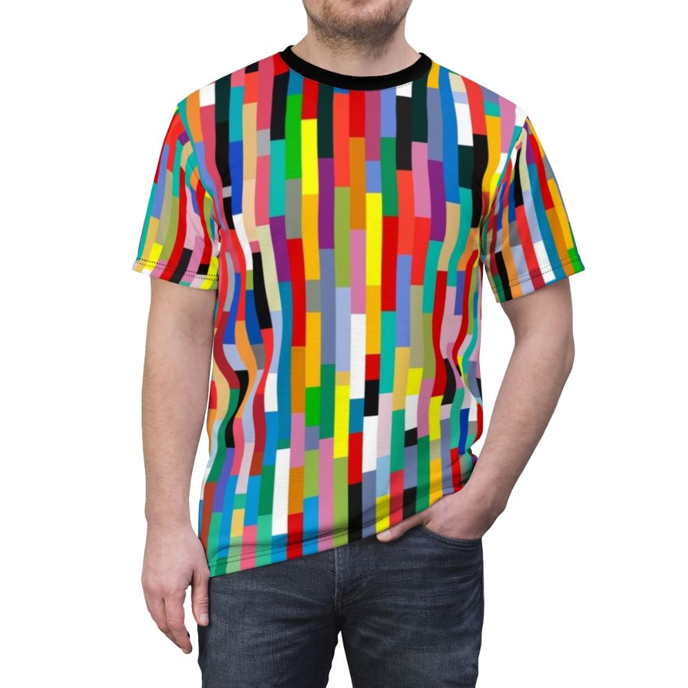 Colorful t-shirt design featuring the iconic composer Johann Sebastian Bach in a modern, graphic style - men front