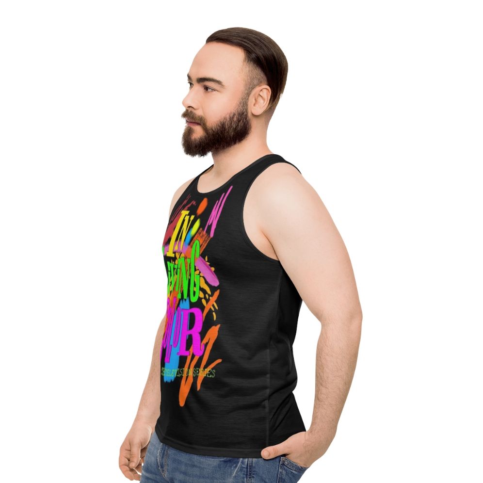 90s Unisex Tank Top with "In Living Color" Design - men side