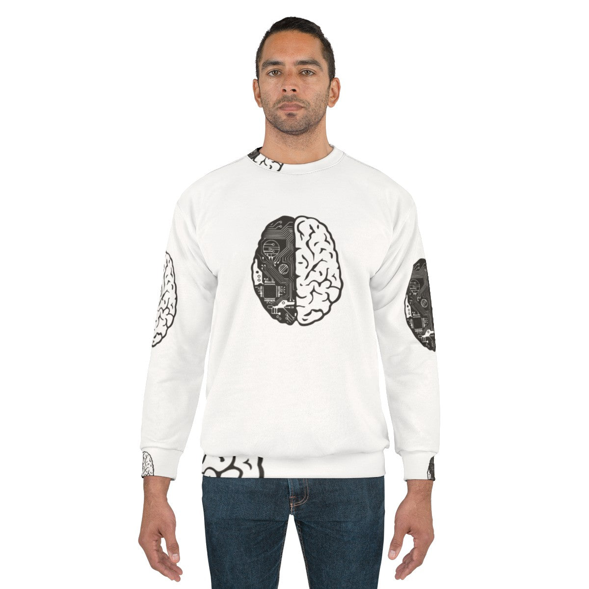 Coding Brain Sweatshirt with Binary Code Design - men