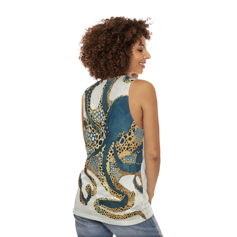 Unisex tank top with ethereal underwater octopus design - women back