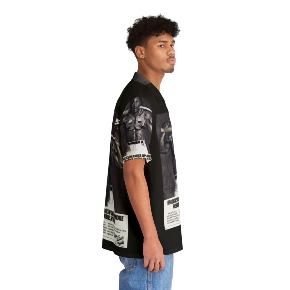 Black and white Hawaiian shirt with Bo Jackson art print - People Pight