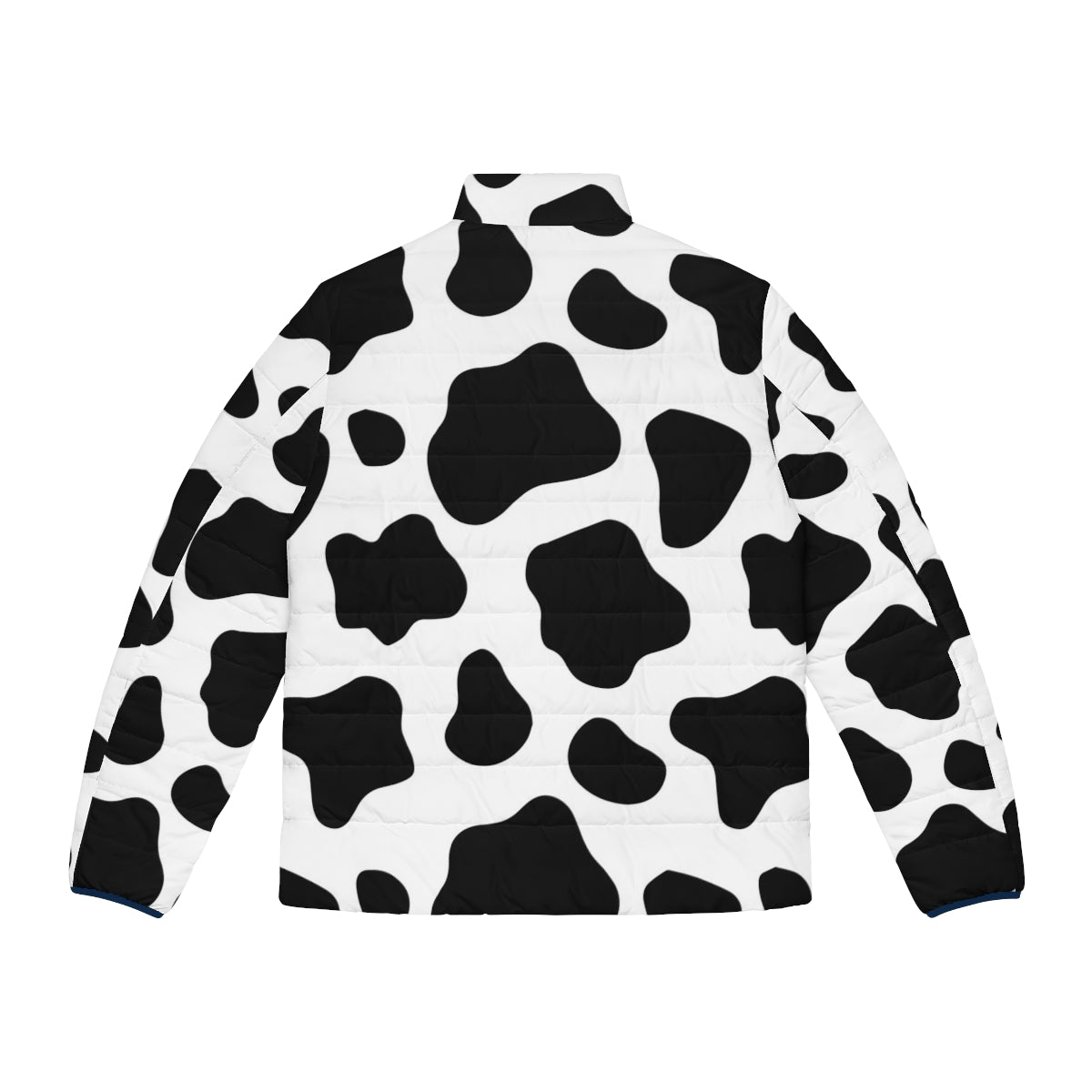 Cow spots pattern puffer jacket with black and white cow print design - Back