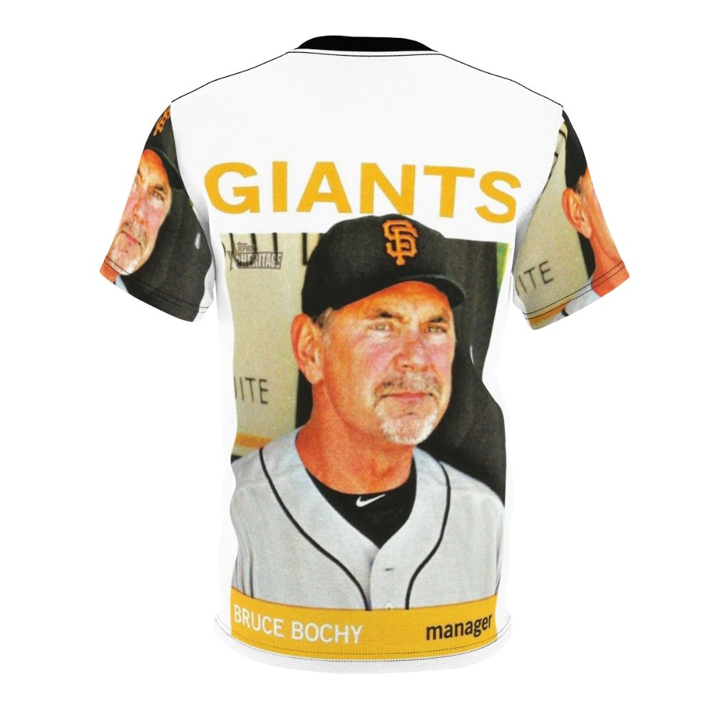 Stylish t-shirt featuring a design honoring legendary baseball manager Bruce Bochy - Back