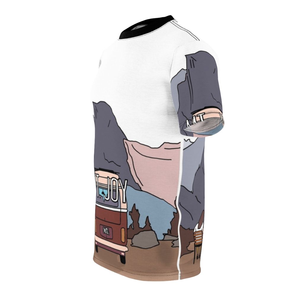 Indie folk inspired Astrovan digital print t-shirt with mountain and visionary artwork - men left