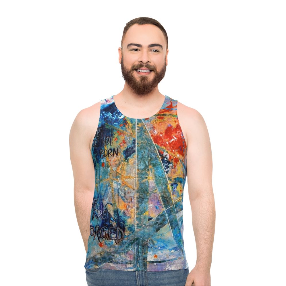 Unisex tank top with inspirational activist graphic - men