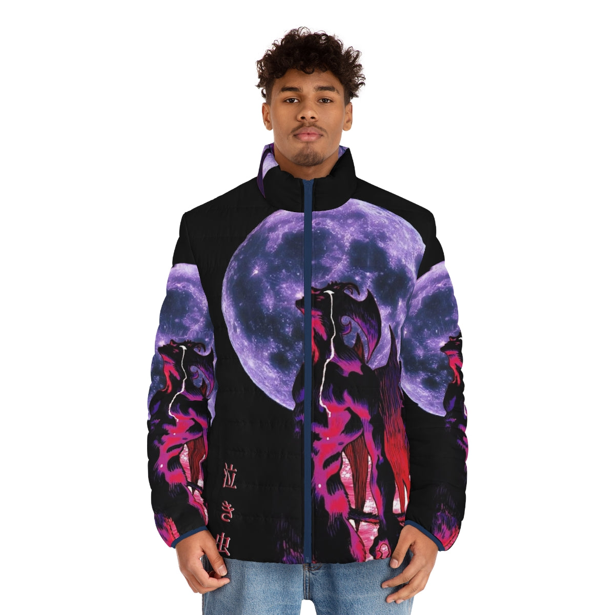 Akira Devilman Crybaby 90s Aesthetic Puffer Jacket, featuring anime-inspired design - men front