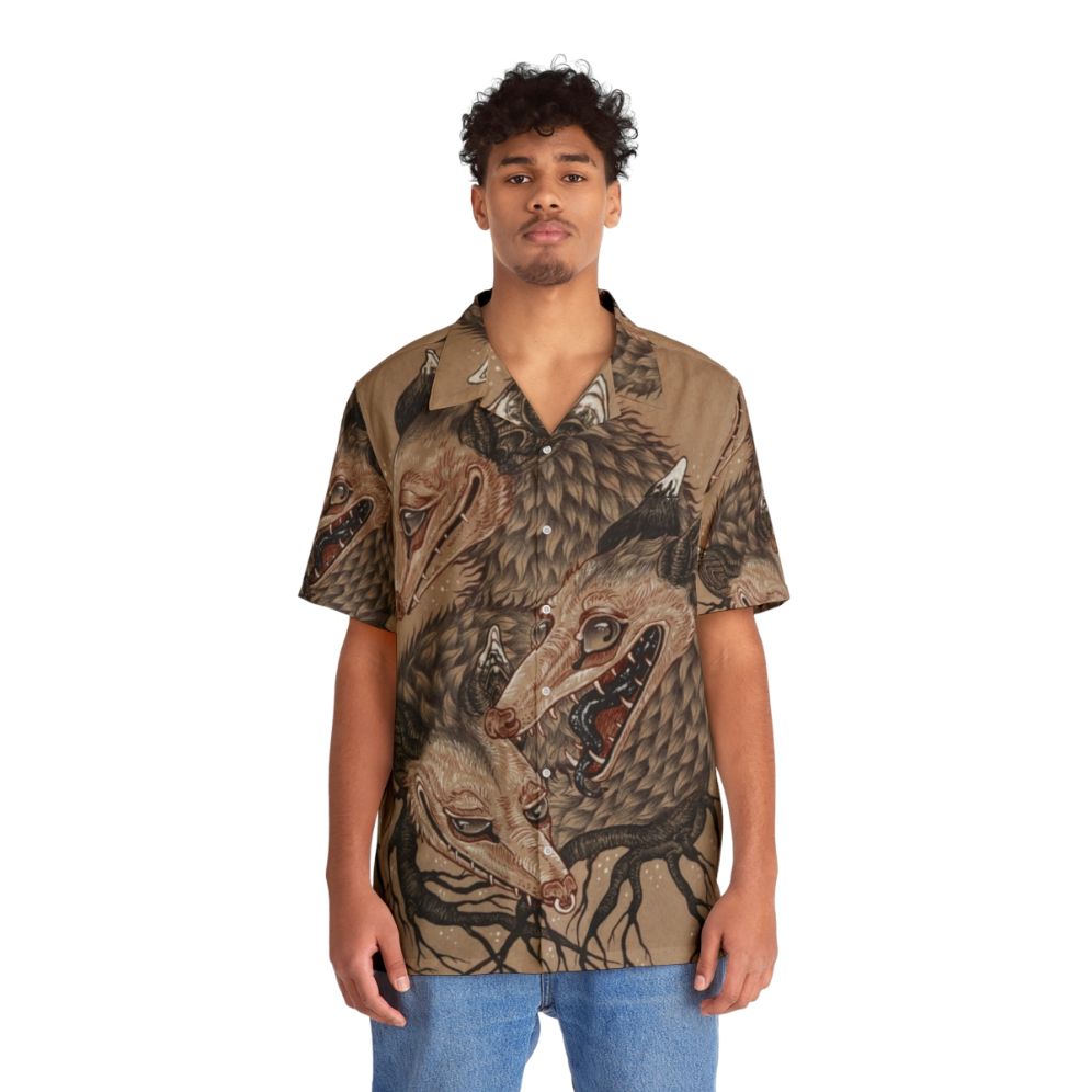 Surreal Possum Hawaiian Shirt with a fantasy animal design - People Front