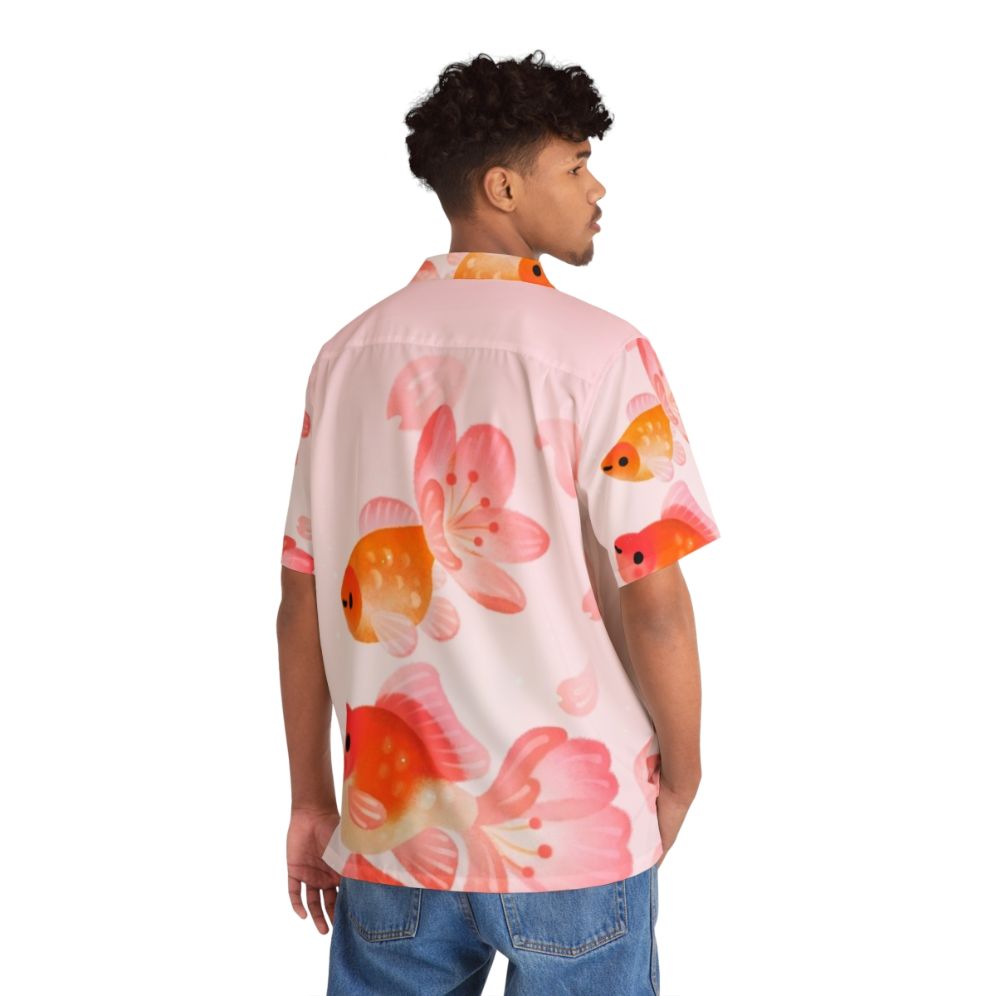 Cherry blossom and goldfish print Hawaiian shirt - People Back