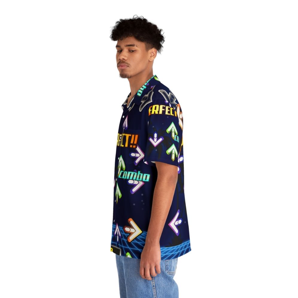 Vibrant Dance Dance Revolution Hawaiian shirt with retro video game inspired neon colors - People Left