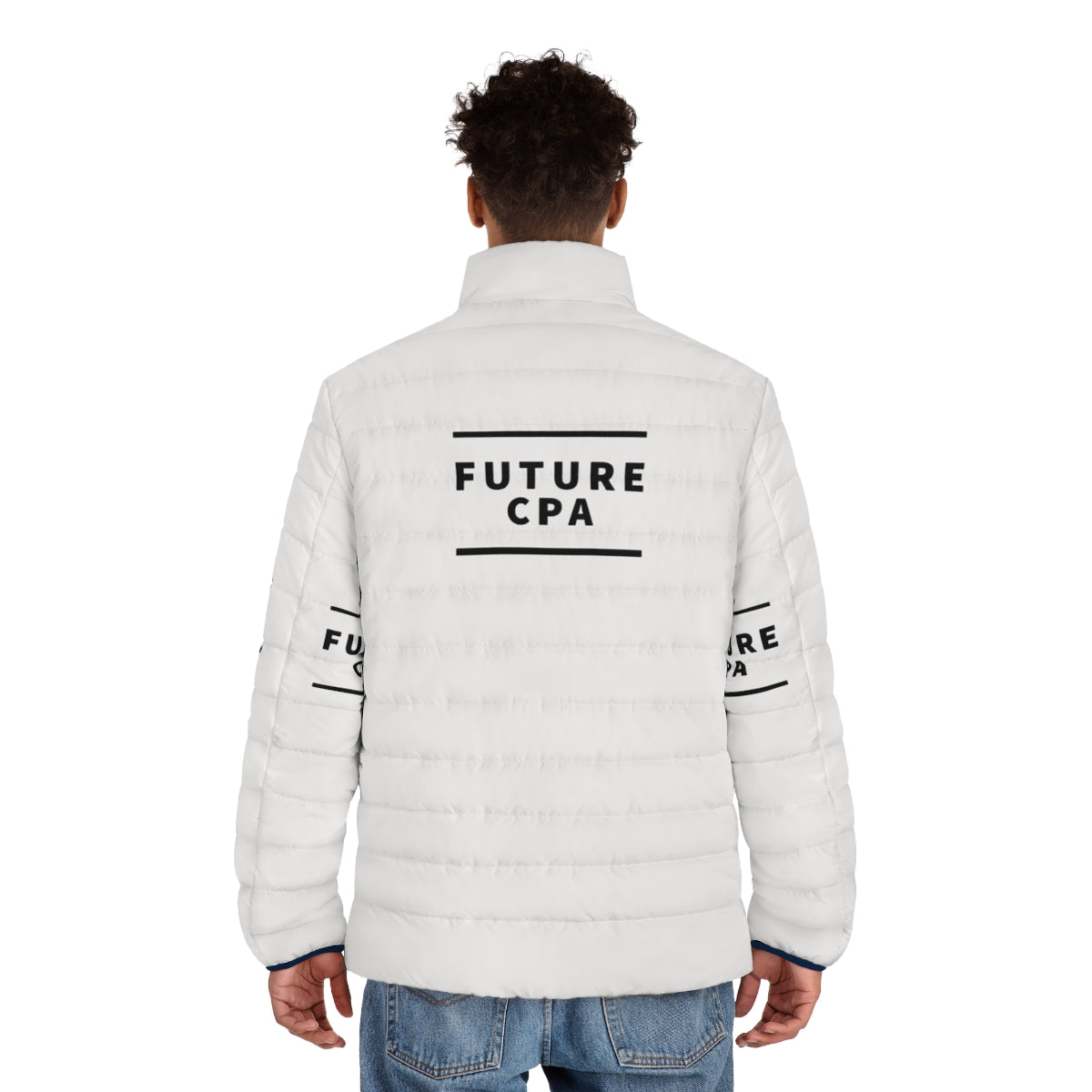 Future CPA Stylish Text Design Puffer Jacket - men back