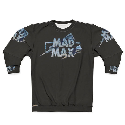 Mad Max film title graphic printed on a sweatshirt