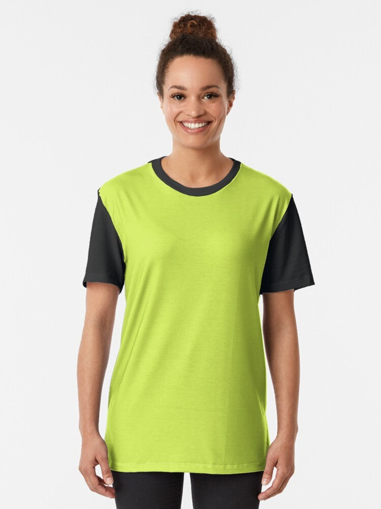 Solid chartreuse green t-shirt with porch pirates coordinate graphic design - Women