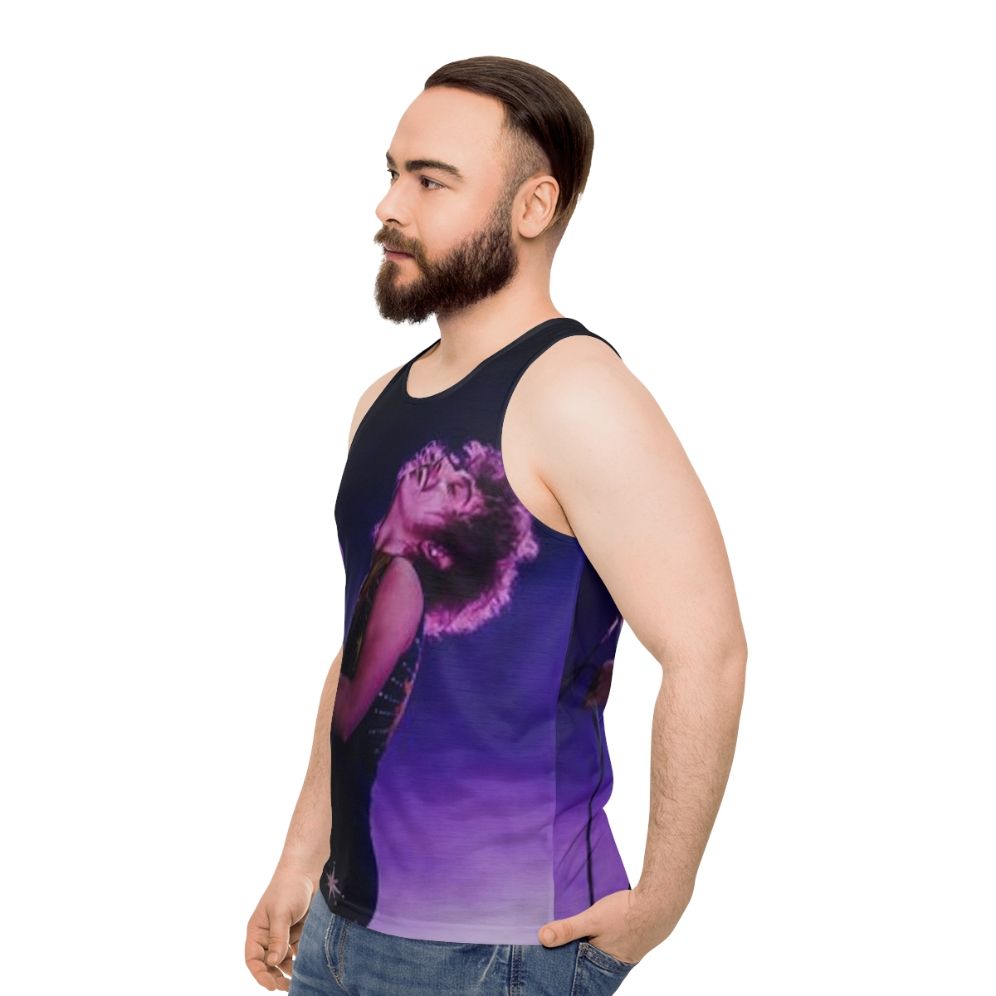 Josh Kiszka of Greta Van Fleet wearing a unisex tank top - men side