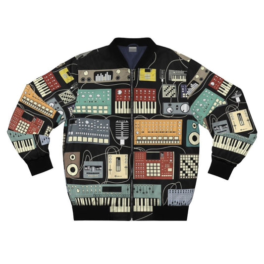 Synthwave and synth-inspired bomber jacket for electronic music producers and DJs