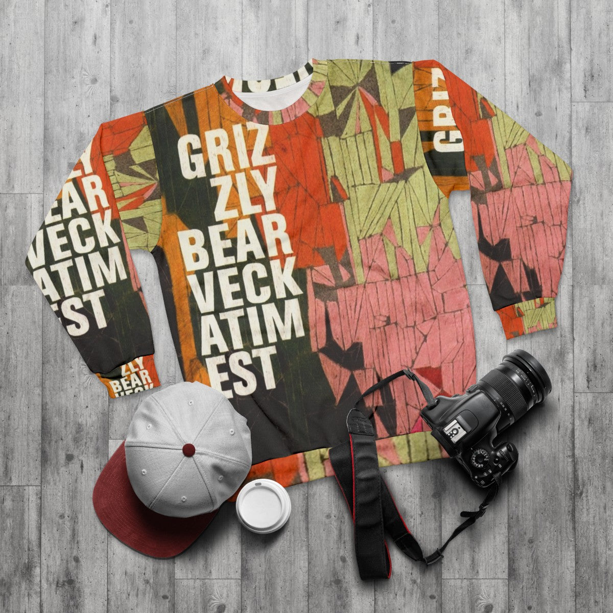 Veckatimest Grizzly Bear Sweatshirt featuring indie folk album artwork - flat lay