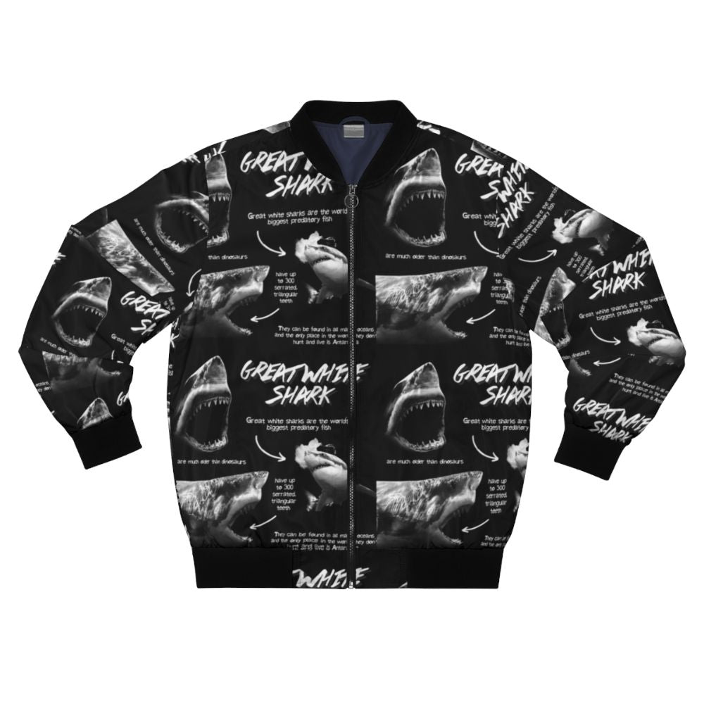 Great White Shark Bomber Jacket with Fun Facts