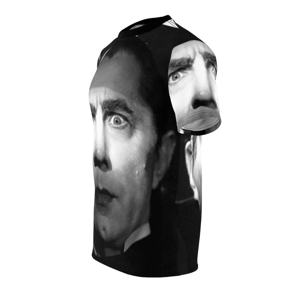 Bela Lugosi as Dracula in a classic Universal monster movie on a high-quality T-shirt - men left