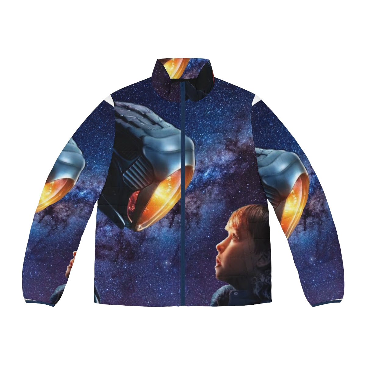 Stylish Lost in Space-themed puffer jacket for cozy sci-fi adventure