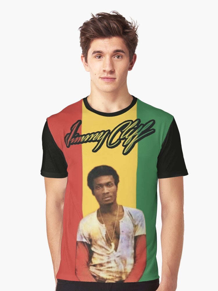 Jimmy Cliff Reggae Graphic T-Shirt with Rastafarian Imagery - Men