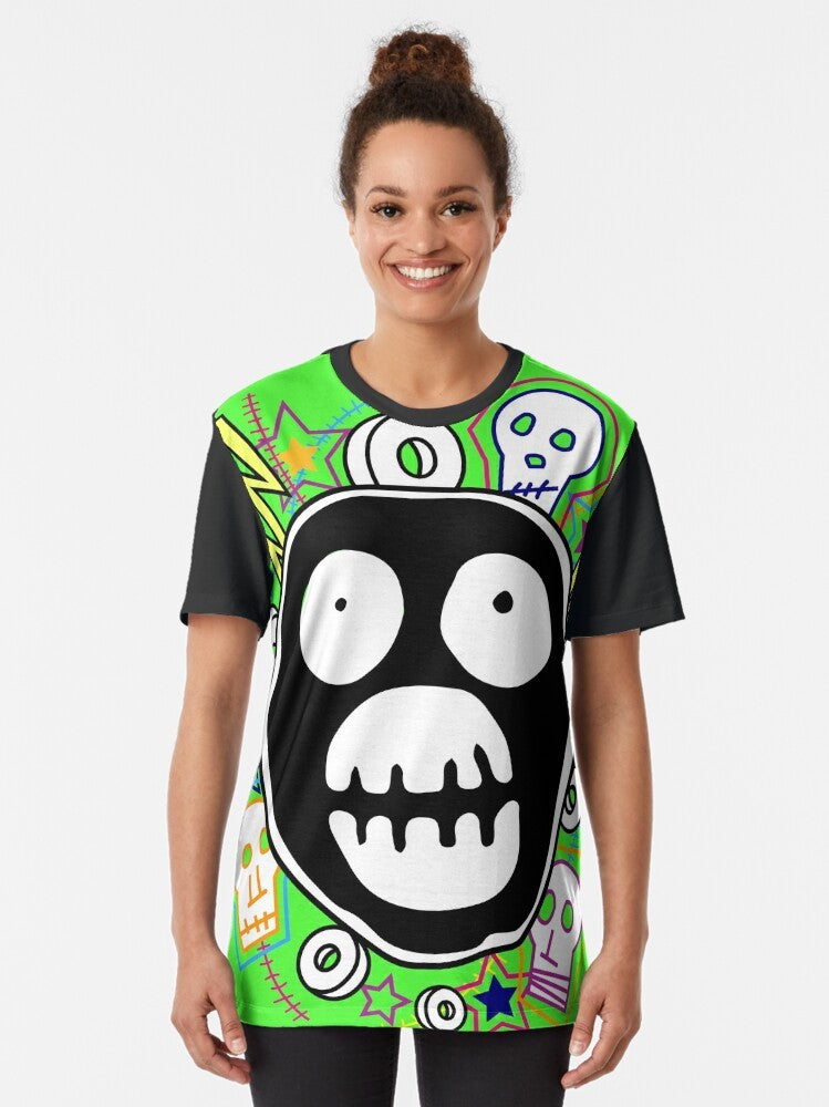 The Mighty Boosh logo graphic t-shirt featuring a colorful design - Women