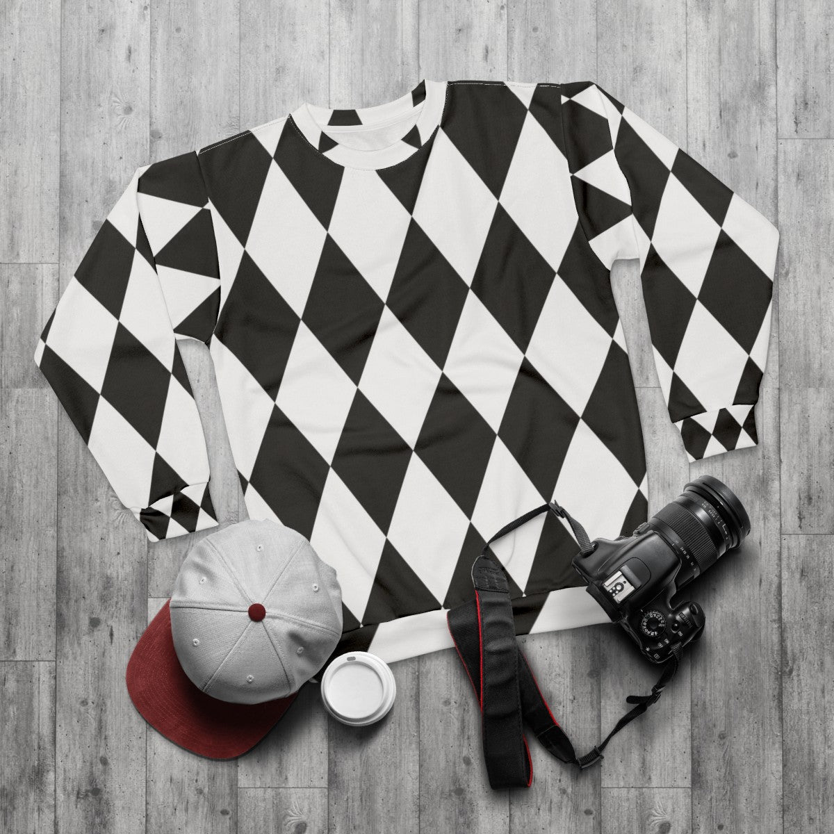 Harlequin Diamonds Monochrome Sweatshirt - flat lay