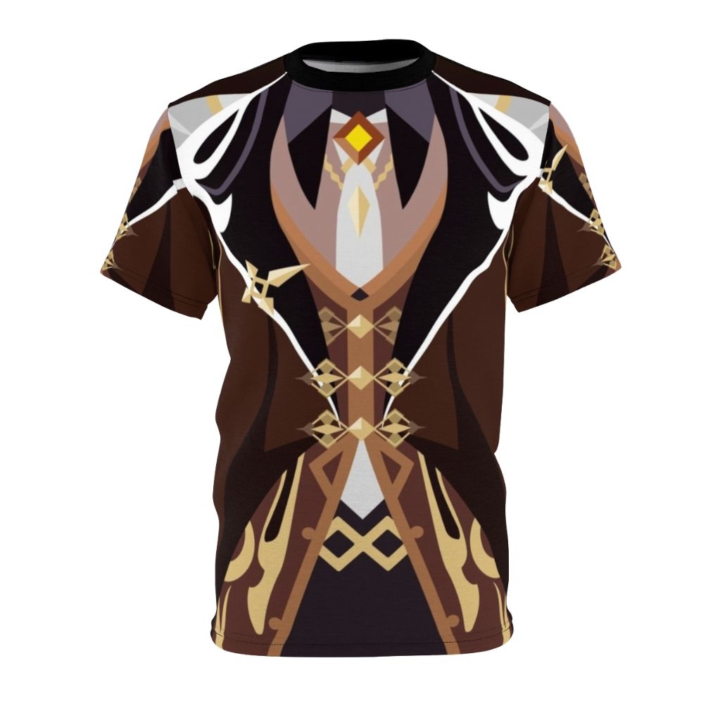 Geo Archon inspired cosplay t-shirt featuring a fantasy character design