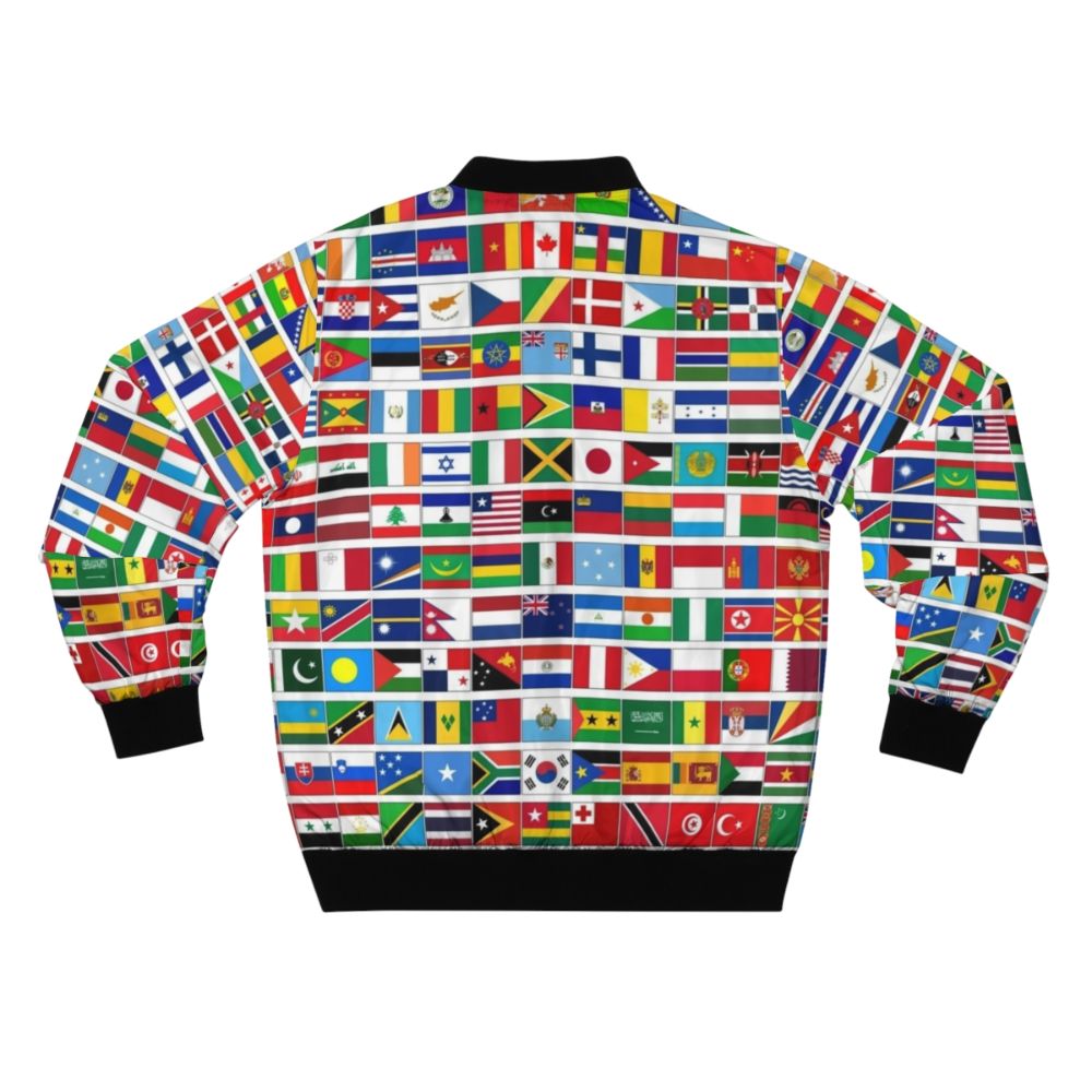 Bomber jacket featuring flags of all countries in the world for international events - Back