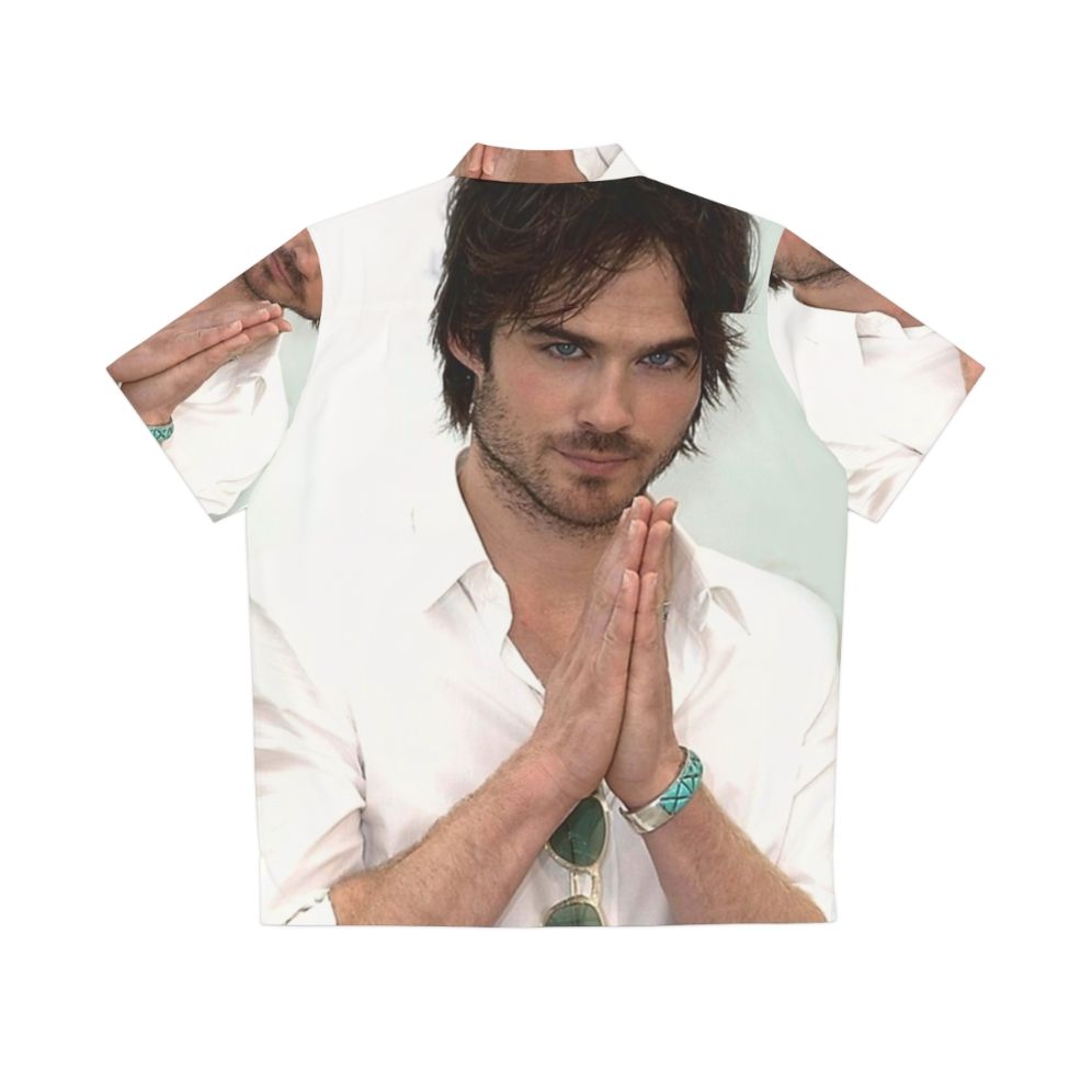 Ian Somerhalder wearing a tropical Hawaiian shirt as Damon Salvatore from The Vampire Diaries - Back