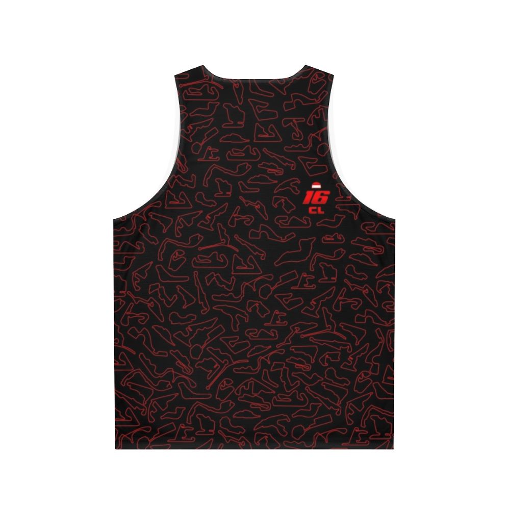 Formula 1 racing unisex tank top with Charles Leclerc circuit design - Back