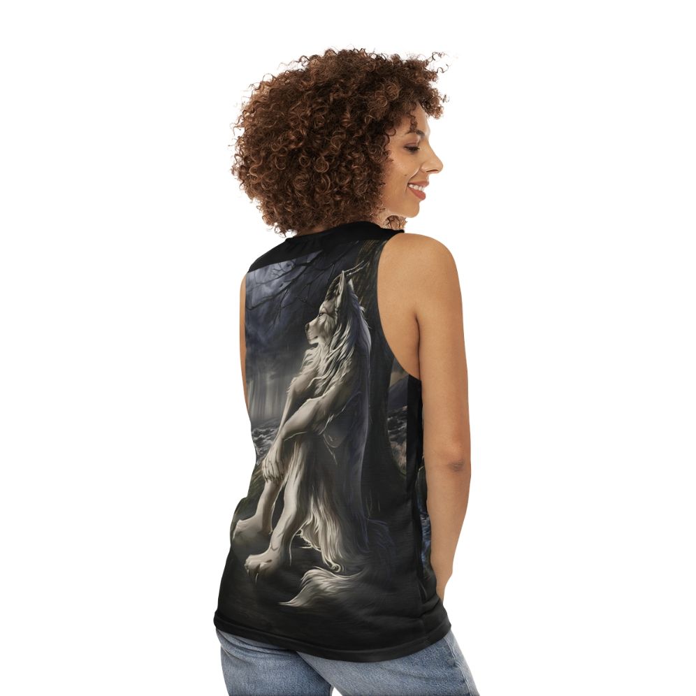 Werewolf meme unisex tank top - women back