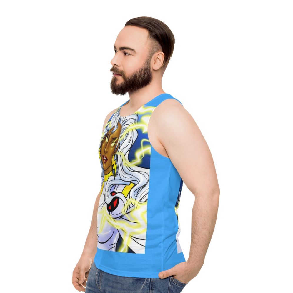 Mutant superhero power thunderstorm unisex tank top - men side