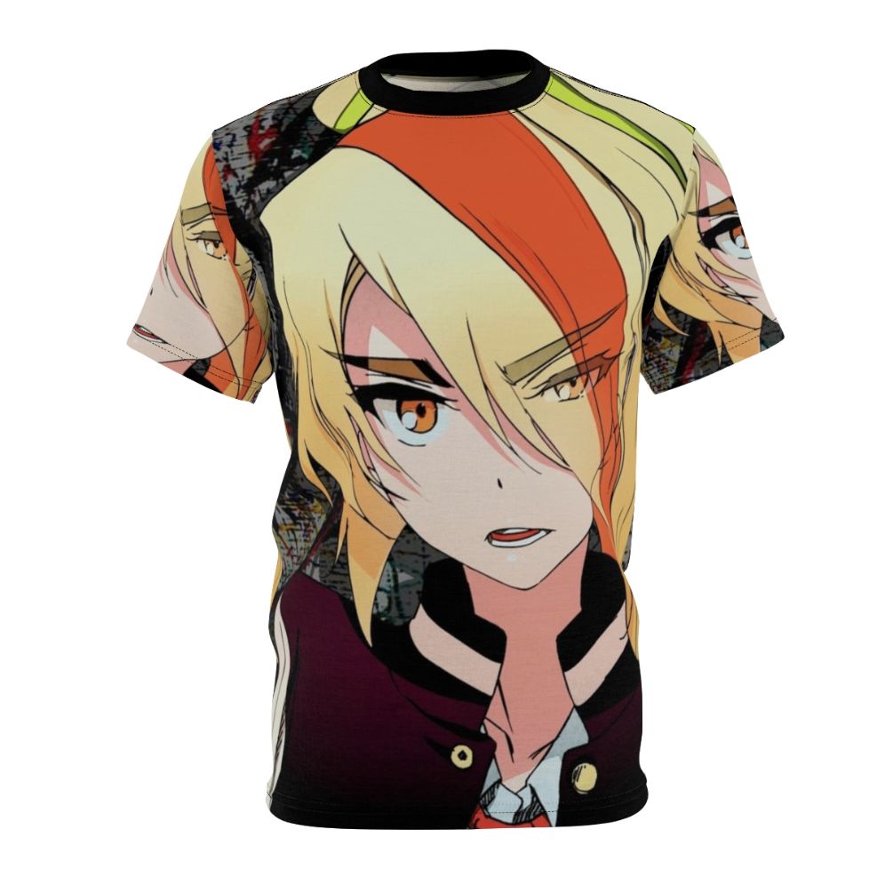 Stylized graffiti art t-shirt featuring the character Nikaidou Saki from the anime series Zombieland Saga