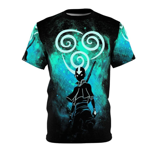 Artistic illustration of air bender motifs on a t-shirt