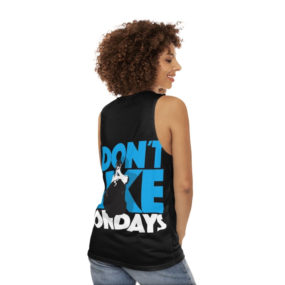 Unisex "I Don't Like Mondays" protest song tank top - women back