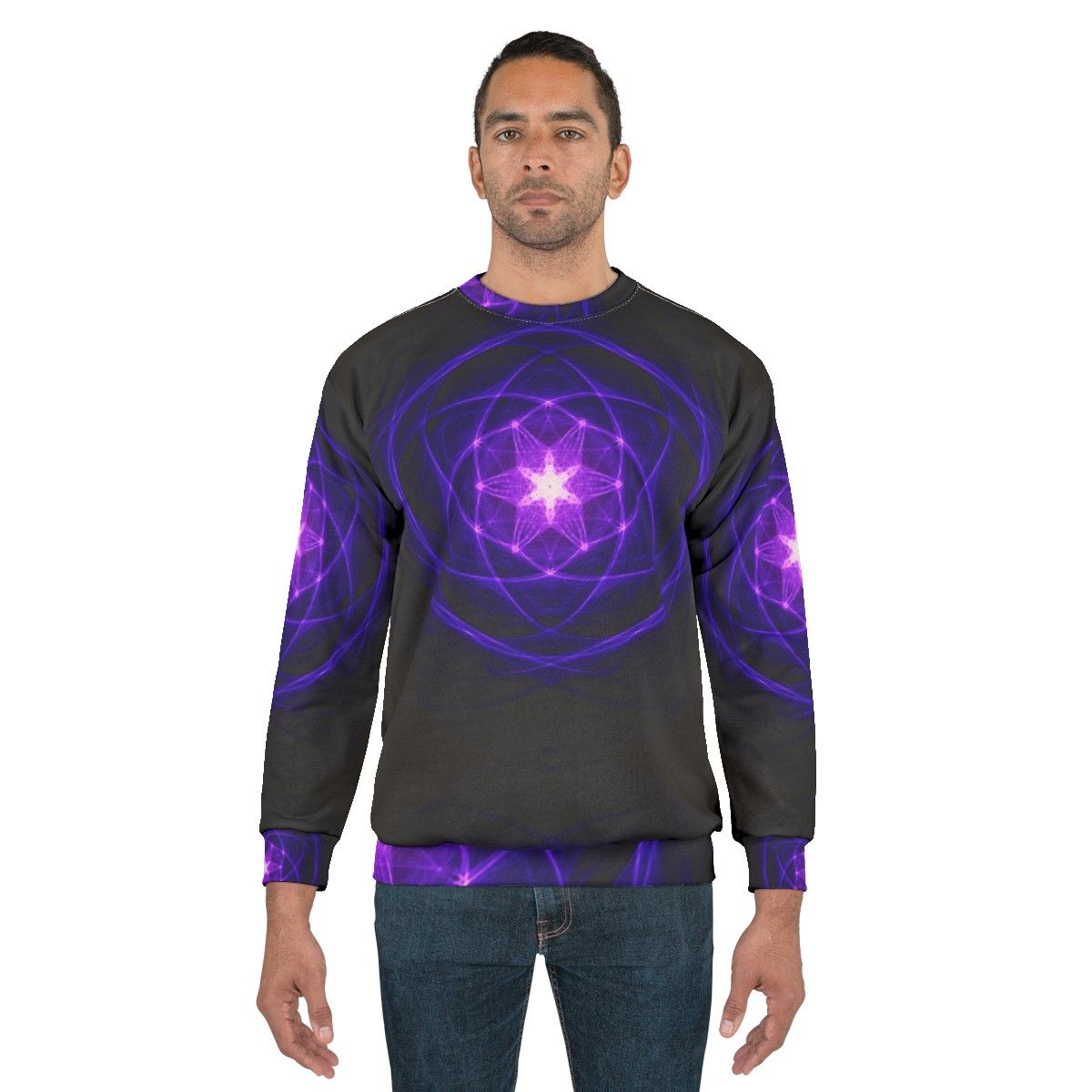 Energetic geometry indigo prayers spiritual sweatshirt - men