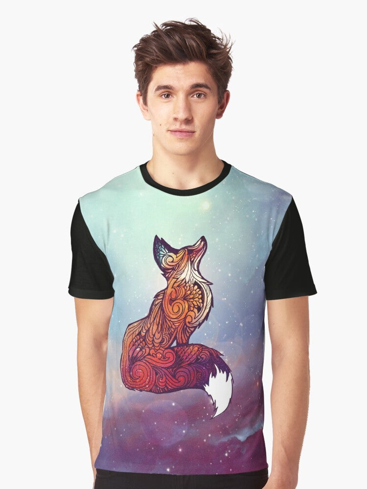 Illustration of a fox in a starry, cosmic space setting - Men