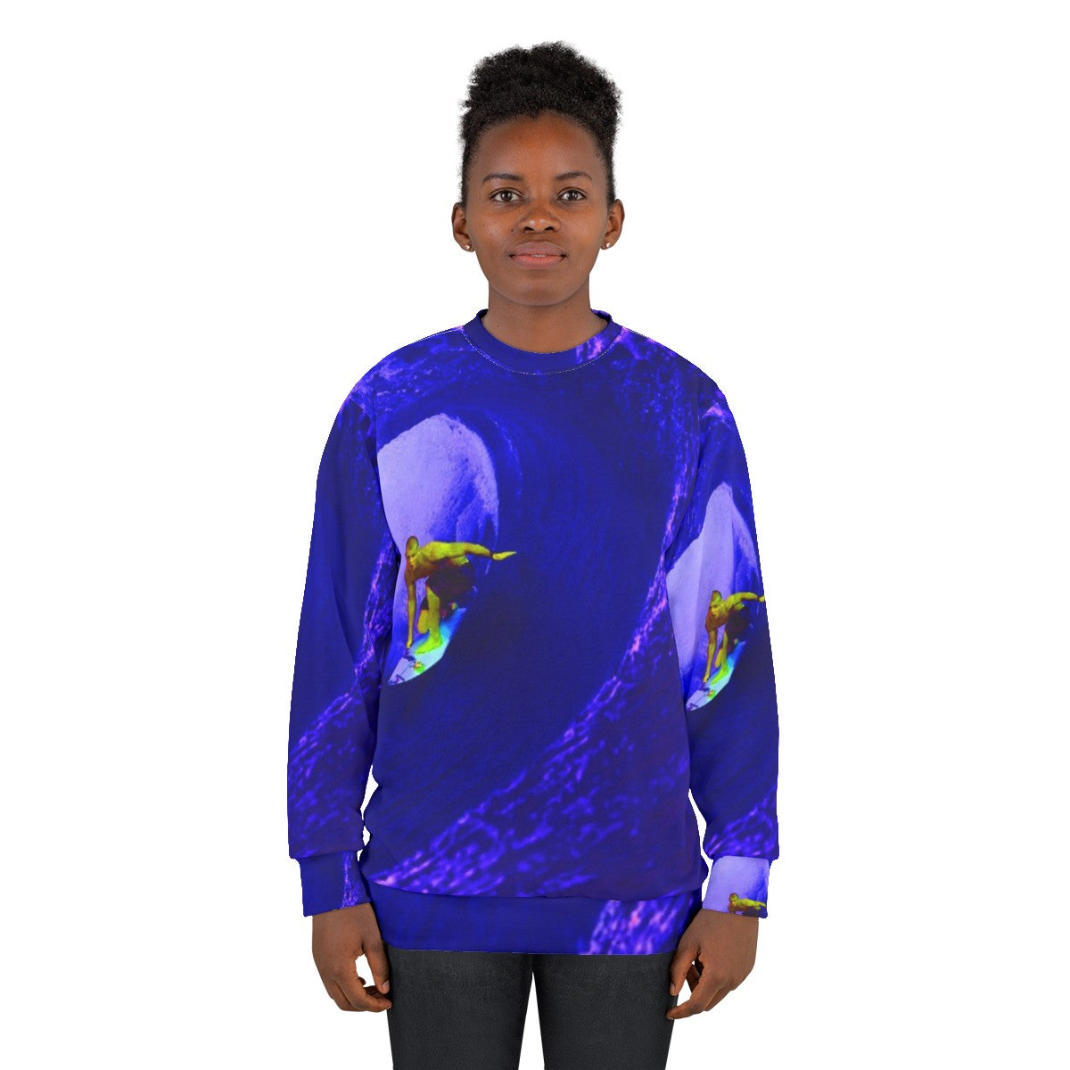 Surfer Sweatshirt with Coastal Graphic Design - women