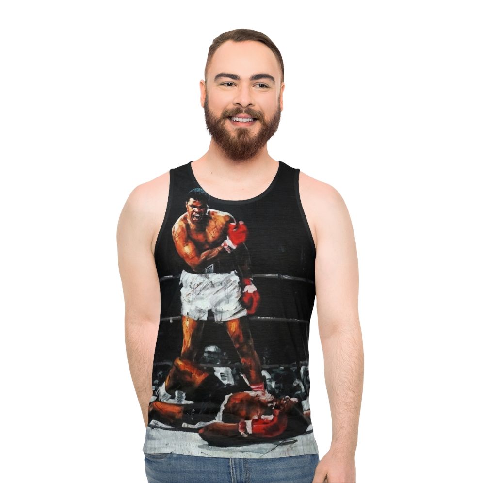 Muhammad Ali knocking out Sonny Liston sports boxing tank top - men