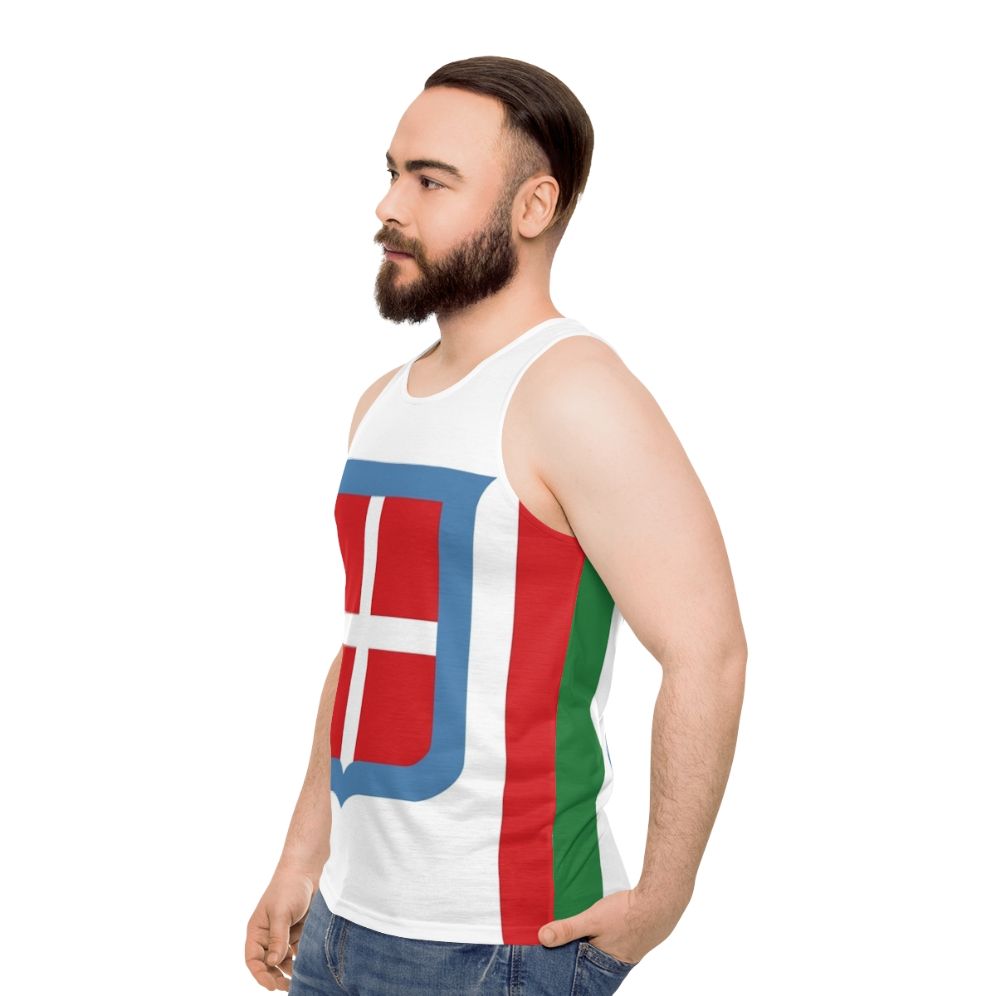 Kingdom of Italy 1861 flag design on a unisex tank top - men side