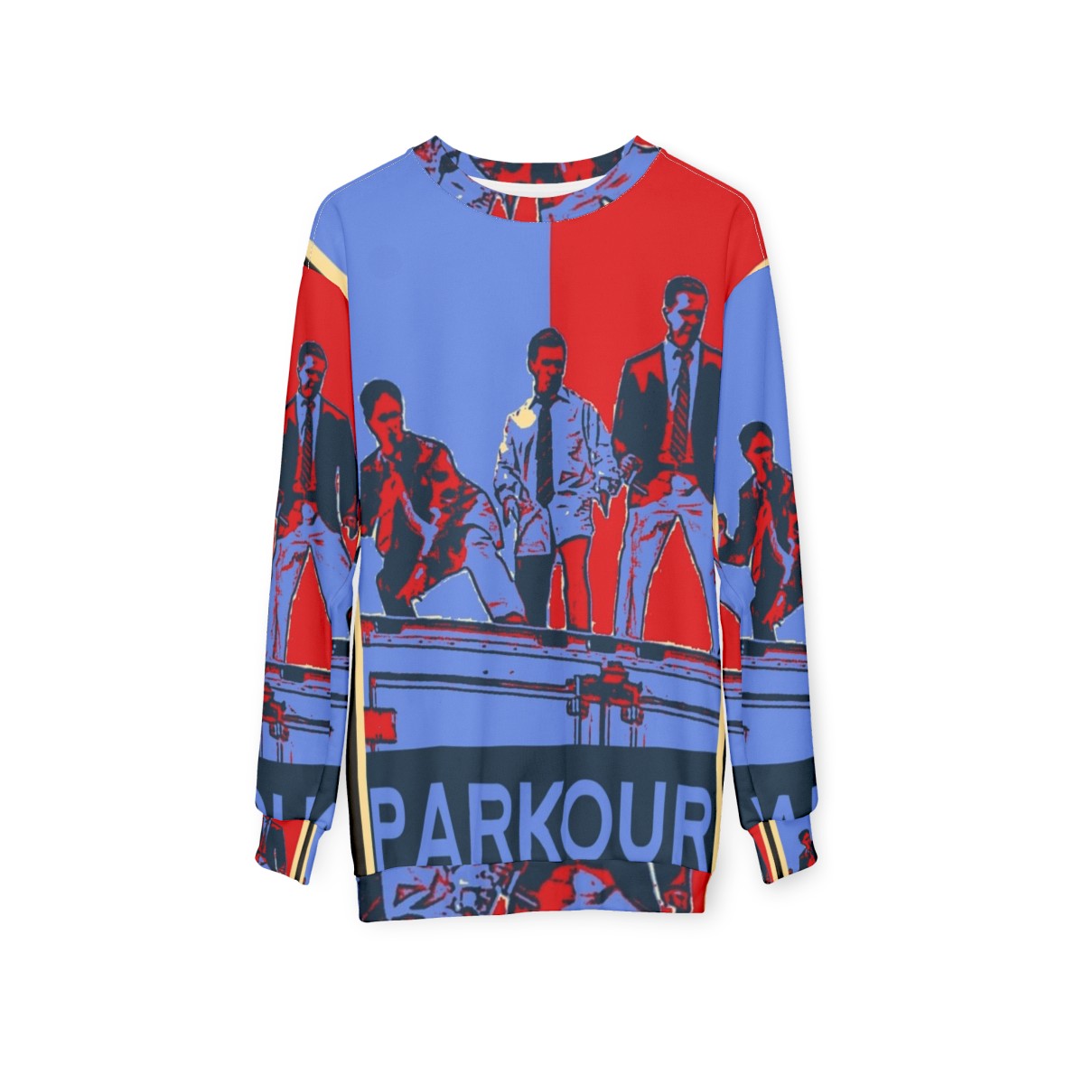 Parkour Sweatshirt featuring characters from The Office - hanging